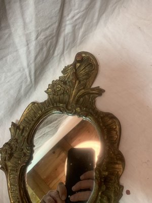 Wooden and Bronze Hand Mirror-BZK-627439