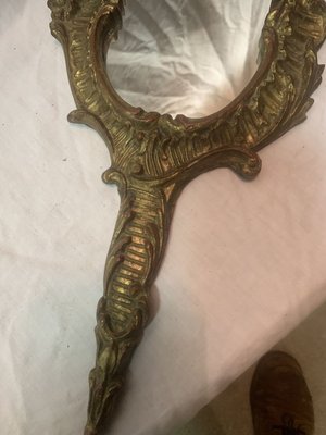 Wooden and Bronze Hand Mirror-BZK-627439