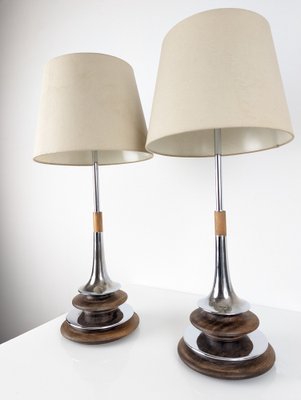 Wooden and Chromed Lamps from Laurel, 1960s, Set of 2-JJT-1541141