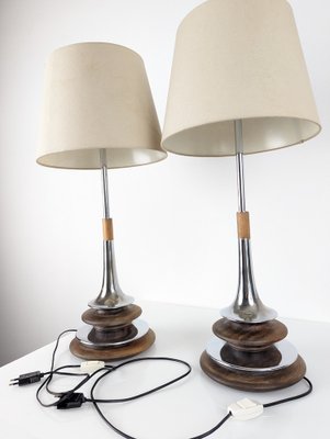 Wooden and Chromed Lamps from Laurel, 1960s, Set of 2-JJT-1541141