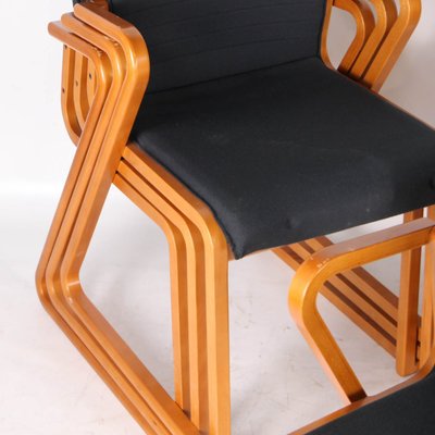 Wooden and Fabric Armchairs, 1980s, Set of 8-DSC-2020488