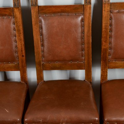 Wooden and Imitation Leather Folder Chairs, Set of 6-RAQ-2034147