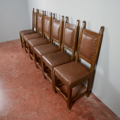 Wooden and Imitation Leather Folder Chairs, Set of 6-RAQ-2034147