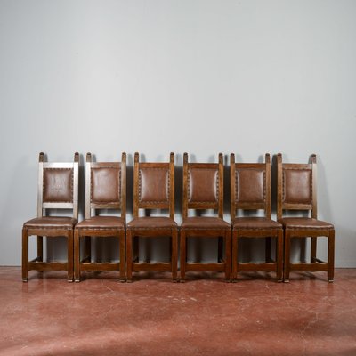 Wooden and Imitation Leather Folder Chairs, Set of 6-RAQ-2034147