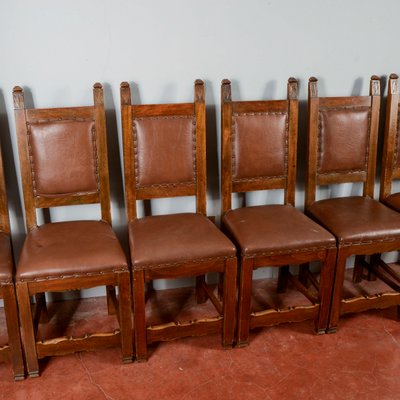 Wooden and Imitation Leather Folder Chairs, Set of 6-RAQ-2034147