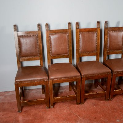 Wooden and Imitation Leather Folder Chairs, Set of 6-RAQ-2034147