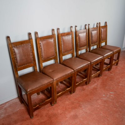 Wooden and Imitation Leather Folder Chairs, Set of 6-RAQ-2034147