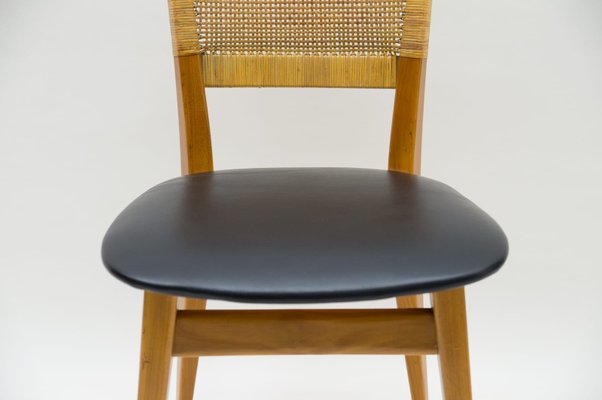 Wooden and Leather Dining Chair, Germany, 1950s-KQB-883017