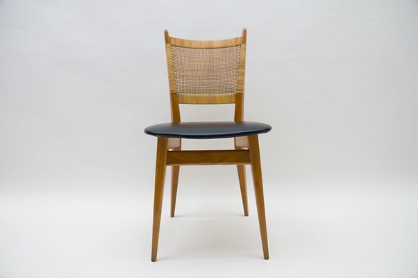 Wooden and Leather Dining Chair, Germany, 1950s-KQB-883017