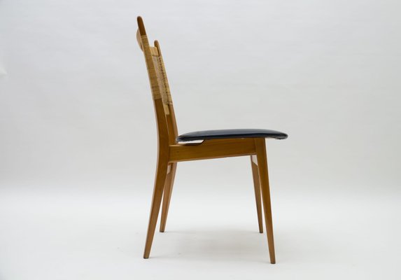 Wooden and Leather Dining Chair, Germany, 1950s-KQB-883017