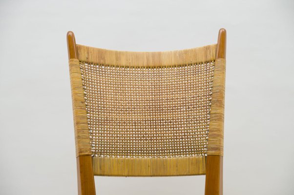 Wooden and Leather Dining Chair, Germany, 1950s-KQB-883017