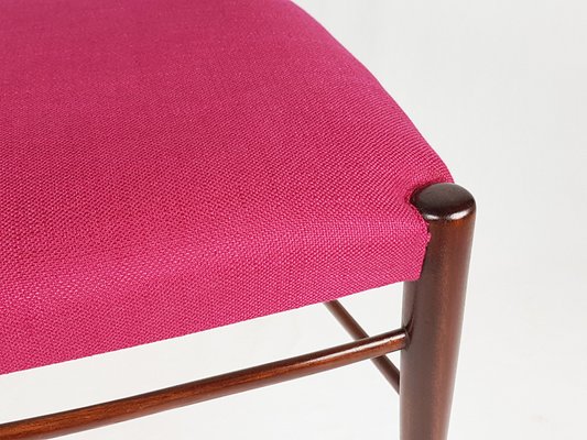 Wooden and Magenta Fabric Dining Chairs by Paolo Buffa, 1950s, Set of 4-RD-2026835