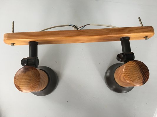 Wooden and Metal Adjustable Ceiling Lamp, 1980s-WQQ-875570