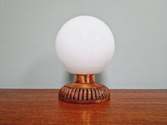 Wooden and Opaline Blanche Table Lamp, 1960s-FAX-1762474