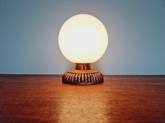 Wooden and Opaline Blanche Table Lamp, 1960s-FAX-1762474