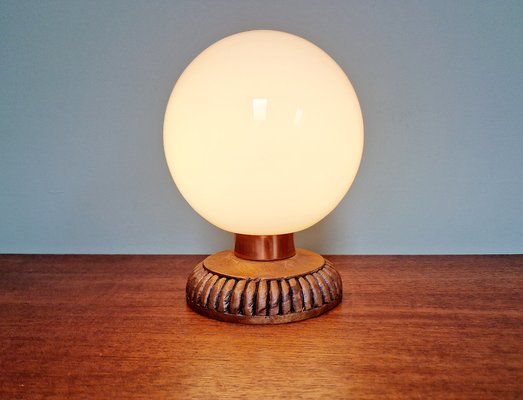 Wooden and Opaline Blanche Table Lamp, 1960s-FAX-1762474