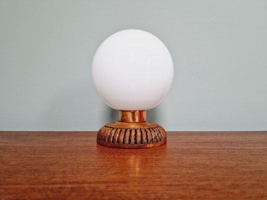 Wooden and Opaline Blanche Table Lamp, 1960s-FAX-1762474