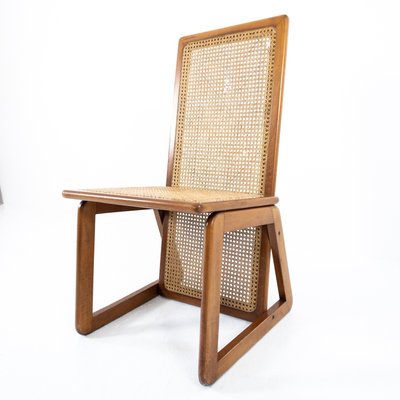 Wooden and Straw Chairs, Denmark, 1970s, Set of 4-UPW-1157370