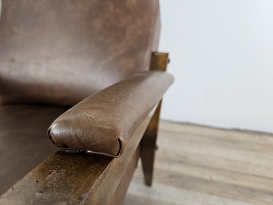 Wooden Armchair Padded with Foam and Skai, 1960-ZUW-2035767