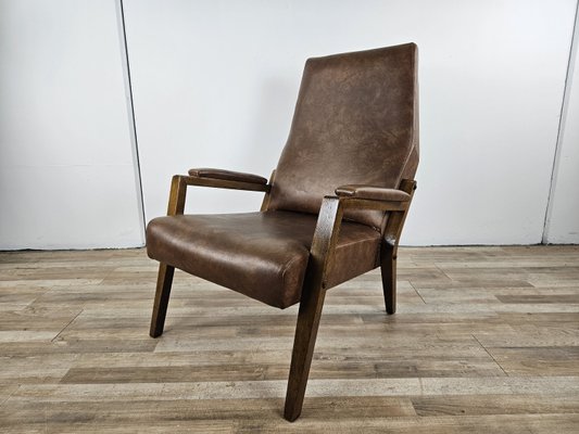 Wooden Armchair Padded with Foam and Skai, 1960-ZUW-2035767