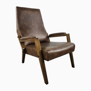 Wooden Armchair Padded with Foam and Skai, 1960-ZUW-2035767