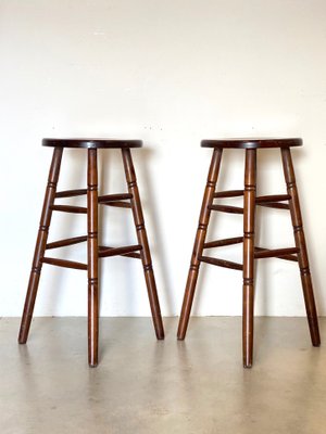 Wooden Bar Stools, 1980s, Set of 2-NPC-1180524