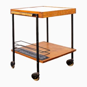 Wooden Bar Trolley in Enamel Metal, 1950s-VCV-1790997