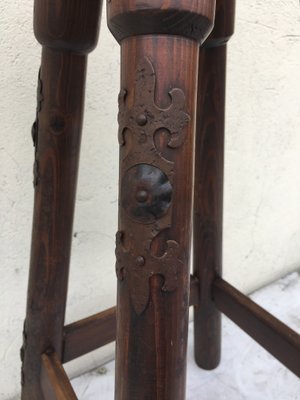 Wooden Barstool, 1970s-WQQ-952273