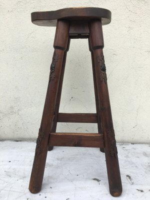 Wooden Barstool, 1970s-WQQ-952273