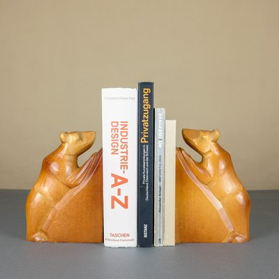 Wooden Bear Bookends from VEB Kunstgewerbliche Holzarbeiten Klings, 1950s, Set of 2-YGX-739412