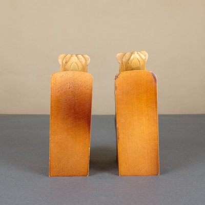 Wooden Bear Bookends from VEB Kunstgewerbliche Holzarbeiten Klings, 1950s, Set of 2-YGX-739412