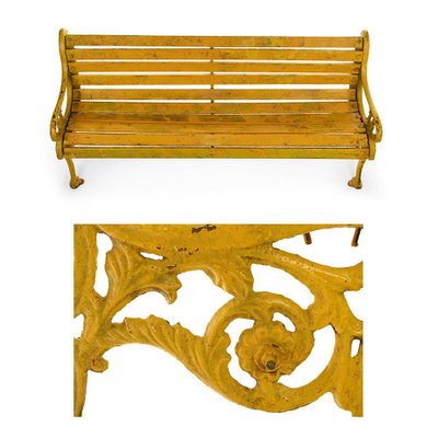 Wooden Bench in Cast Yellow Patina-NQ-810563