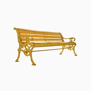 Wooden Bench in Cast Yellow Patina-NQ-810563