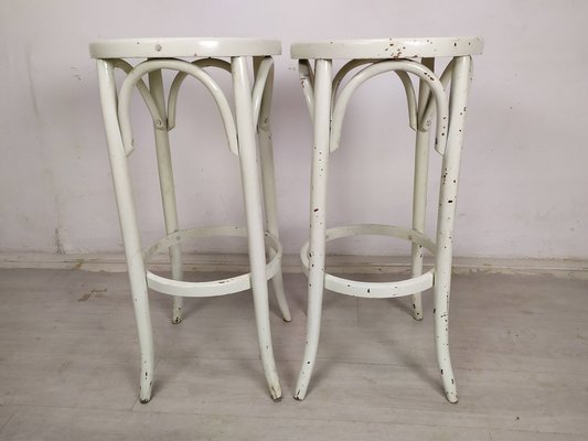 Wooden Bistro Stools, 1930s, Set of 2-EAD-1719428