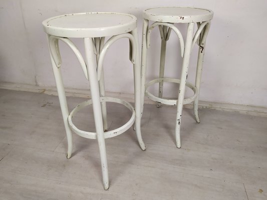 Wooden Bistro Stools, 1930s, Set of 2-EAD-1719428