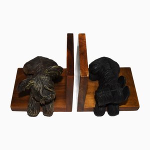 Wooden Bookends with Terriers, 1920s, Set of 2-VA-1703901