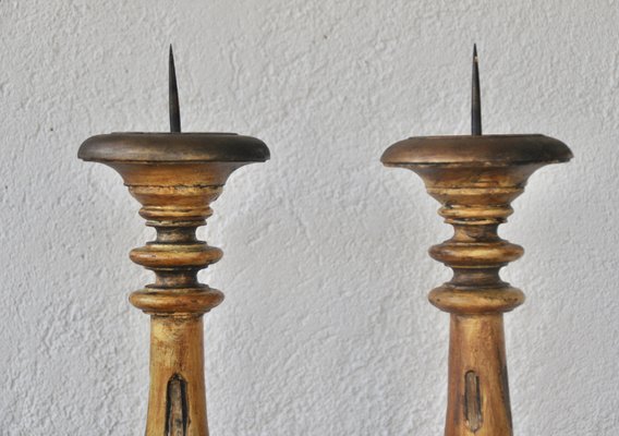 Wooden Candelabras, 1970s, Set of 2-ROJ-2041296