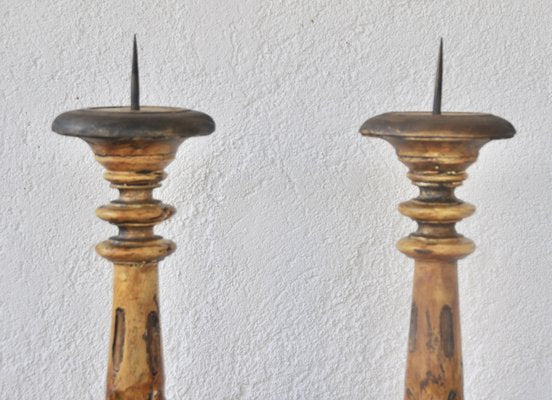 Wooden Candelabras, 1970s, Set of 2-ROJ-2041296