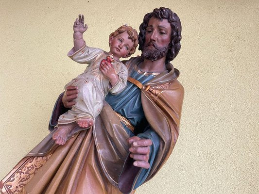 Wooden Carving of St. Joseph with Child-PXE-2024411