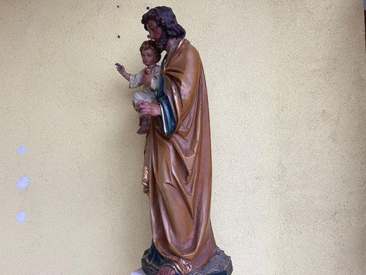 Wooden Carving of St. Joseph with Child-PXE-2024411