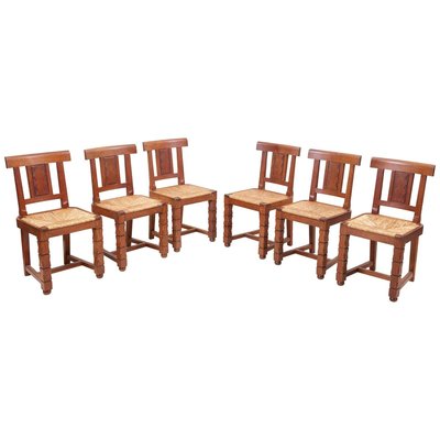 Wooden Chairs by Jacques Matteau, France, 1930s, Set of 6-SFD-631547