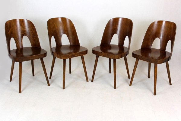 Wooden Chairs by Oswald Haerdtl for TON, 1950s, Set of 4-WVS-902616