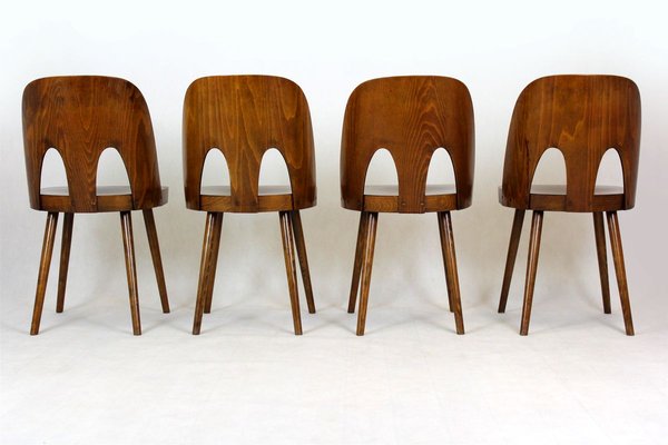 Wooden Chairs by Oswald Haerdtl for TON, 1950s, Set of 4-WVS-902616