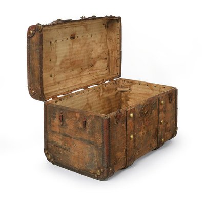 Wooden Chest with Brass Fittings, 1920s-NQ-674354