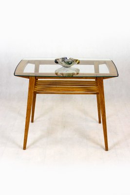 Wooden Coffee Table with Glass Top from Drevozpracujici Druzstvo, 1960s-WVS-1078397