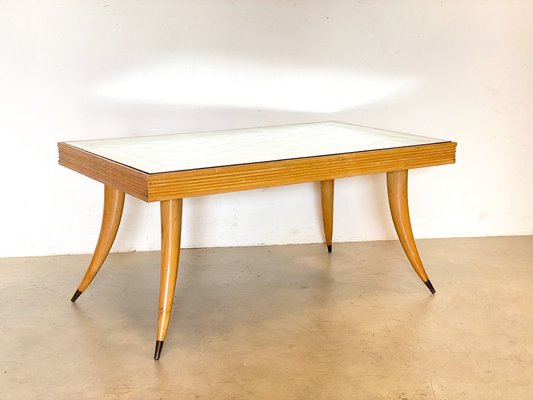 Wooden Coffee Table with Mirror, 1940s-NPC-1318579