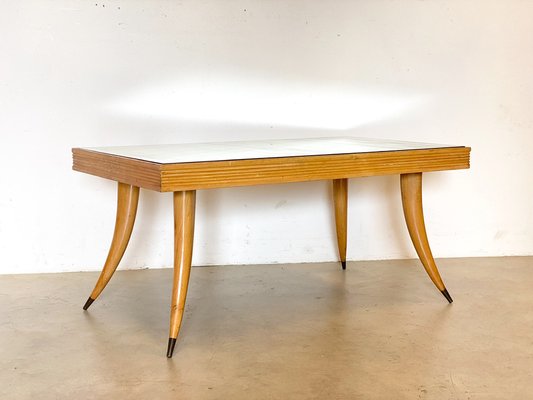 Wooden Coffee Table with Mirror, 1940s-NPC-1318579