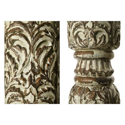 Wooden Column in Carved White Patina-NQ-963452