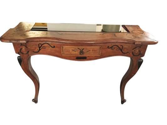 Wooden Console with Smoked Glass, 1950s-DKC-775335