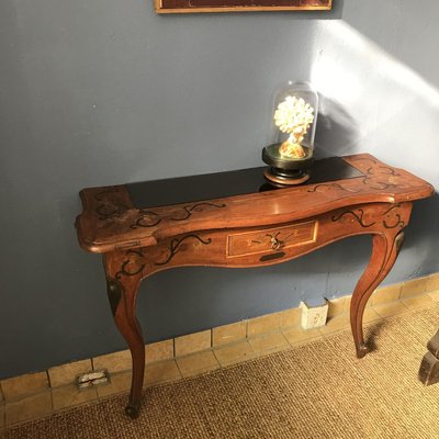 Wooden Console with Smoked Glass, 1950s-DKC-775335